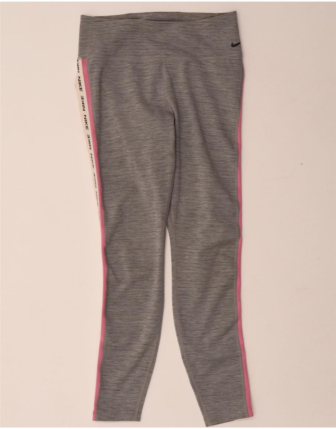 Nike Damen Dri Fit Graphic Leggings UK 12 Mittelgrau geflecktes Polyester