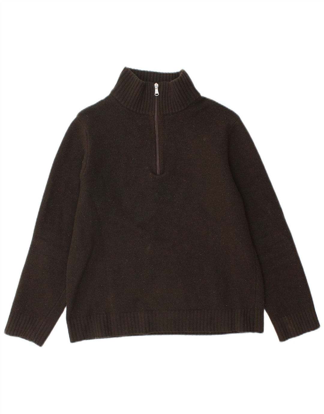 BENETTON Damen-Pullover mit Reißverschluss am Hals, kleine Khaki-Schurwolle