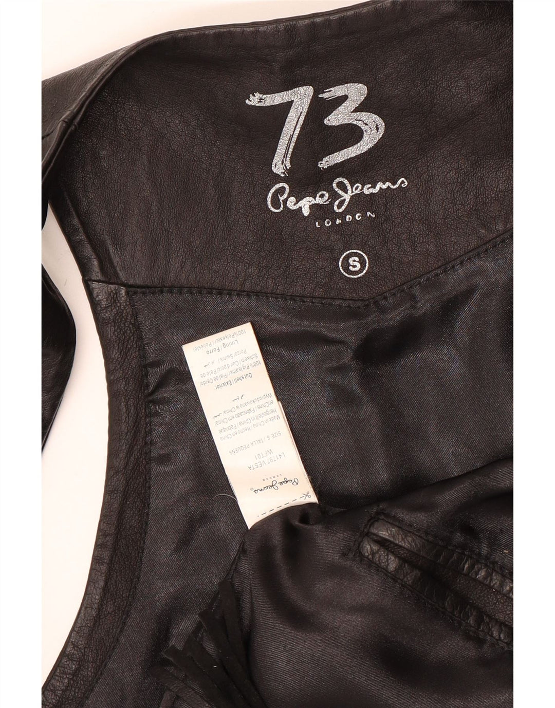 PEPE JEANS Damen Lederweste UK 10 Kleiner schwarzer Leder-Cowboy