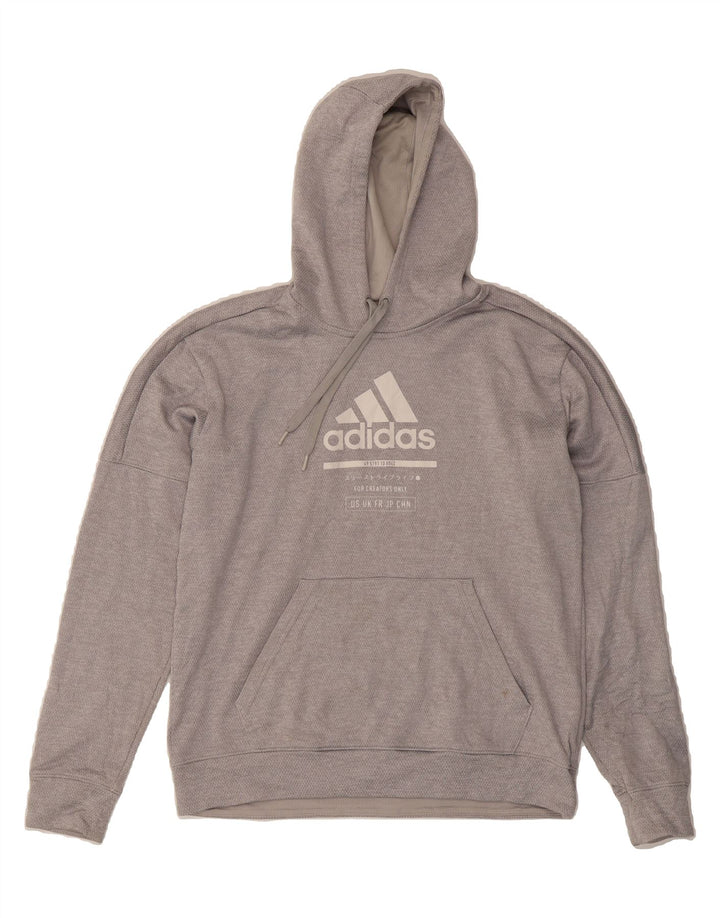 ADIDAS Mens Graphic Hoodie Jumper Medium Grey Cotton Vintage Adidas and Second-Hand Adidas from Messina Hembry 