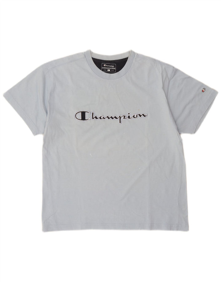 Champion Herren T-Shirt mit Grafik, Größe L, Blau