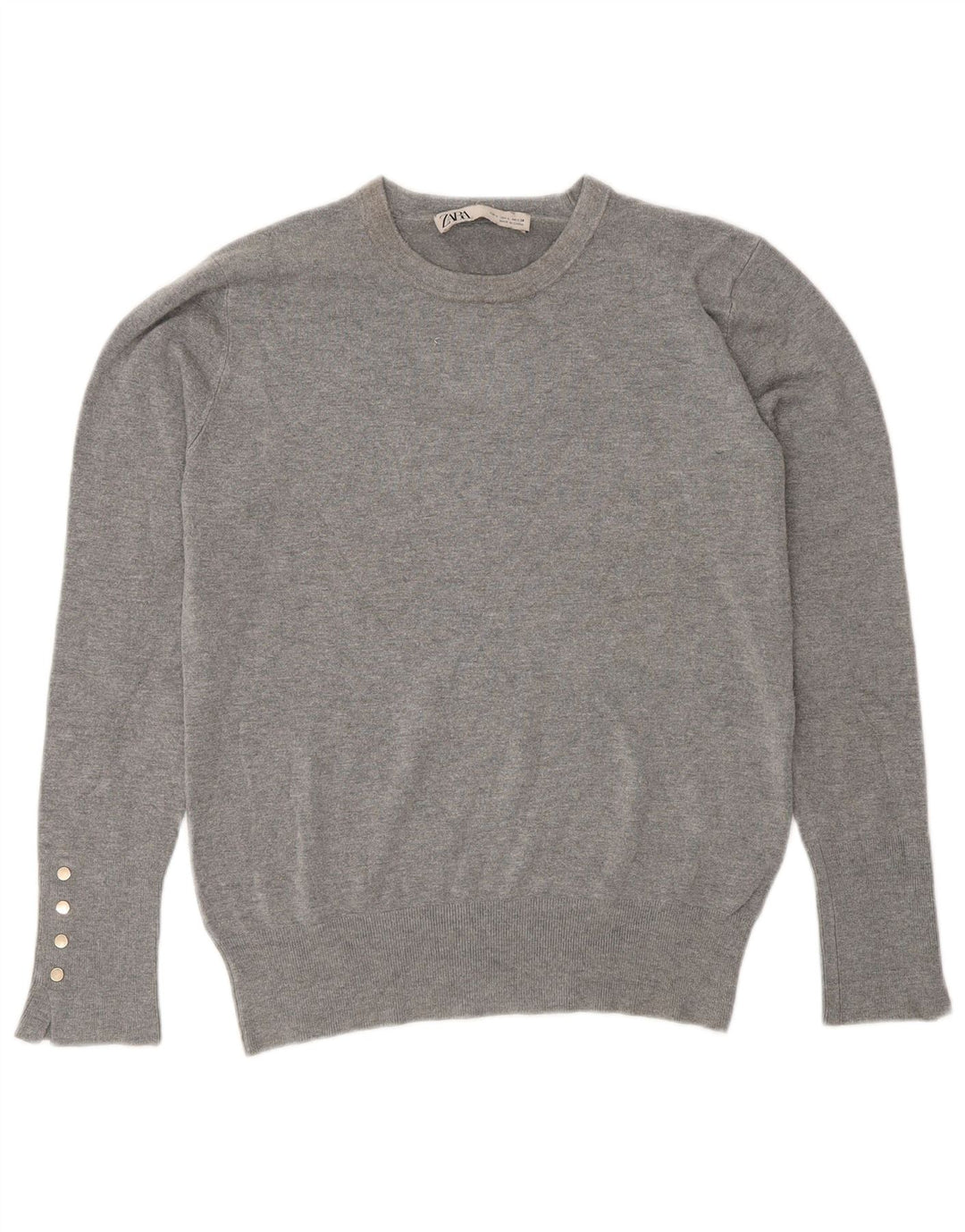 Zara Damen-Pullover mit Rundhalsausschnitt, Größe 44, Grau