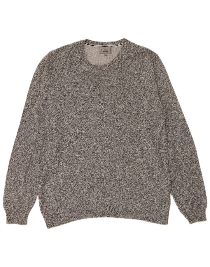 Marks & Spencer Herren-Pullover mit Rundhalsausschnitt, Mittelgrau meliert