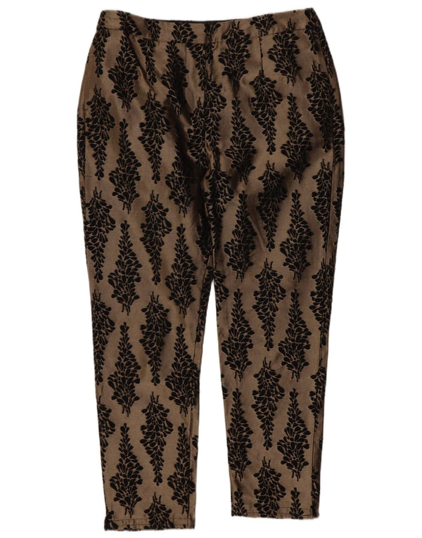 Boden Damen-Hose mit kurzem Schnitt, UK 10, Größe S, W28, L24, braun, geblümt, Baumwolle