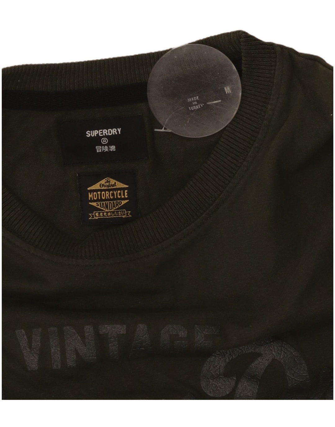 SUPERDRY Herren Motorrad-Grafik-T-Shirt-Oberteil Mittel Khaki