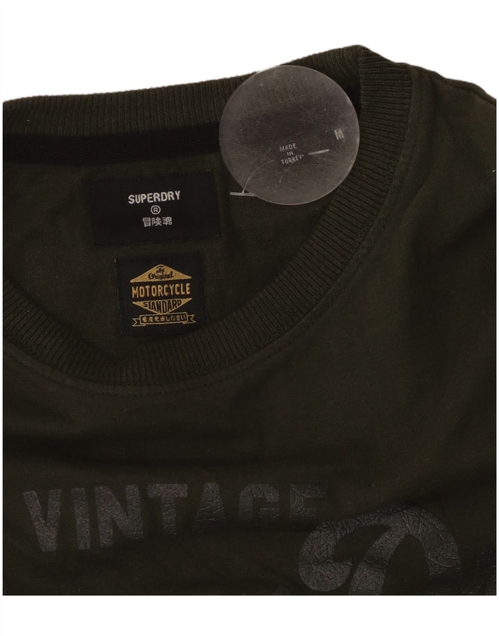 SUPERDRY Herren Motorrad-Grafik-T-Shirt-Oberteil Mittel Khaki