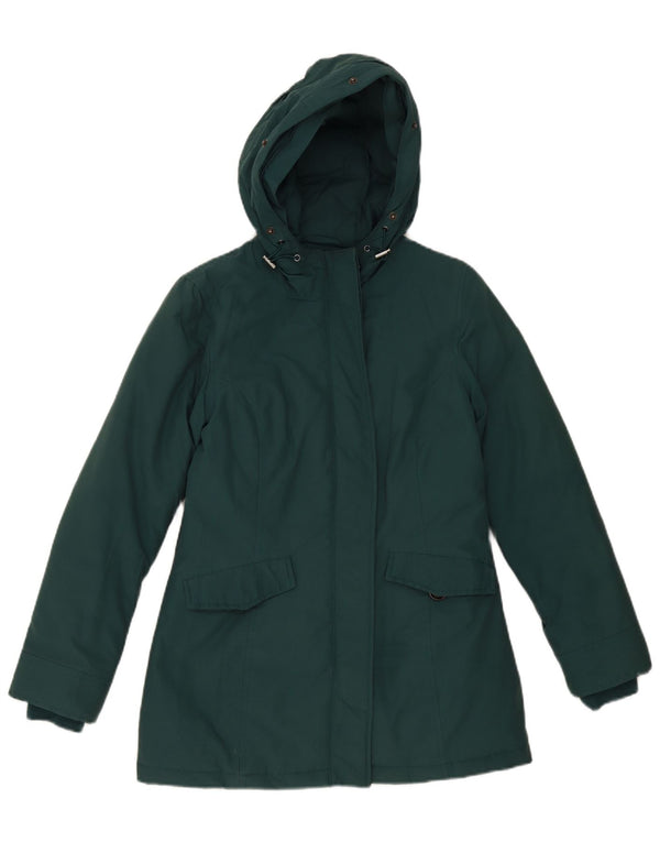 Rifle Womens Hooded Loose Fit Wattierte Jacke UK 6 XS Grüne Baumwolle