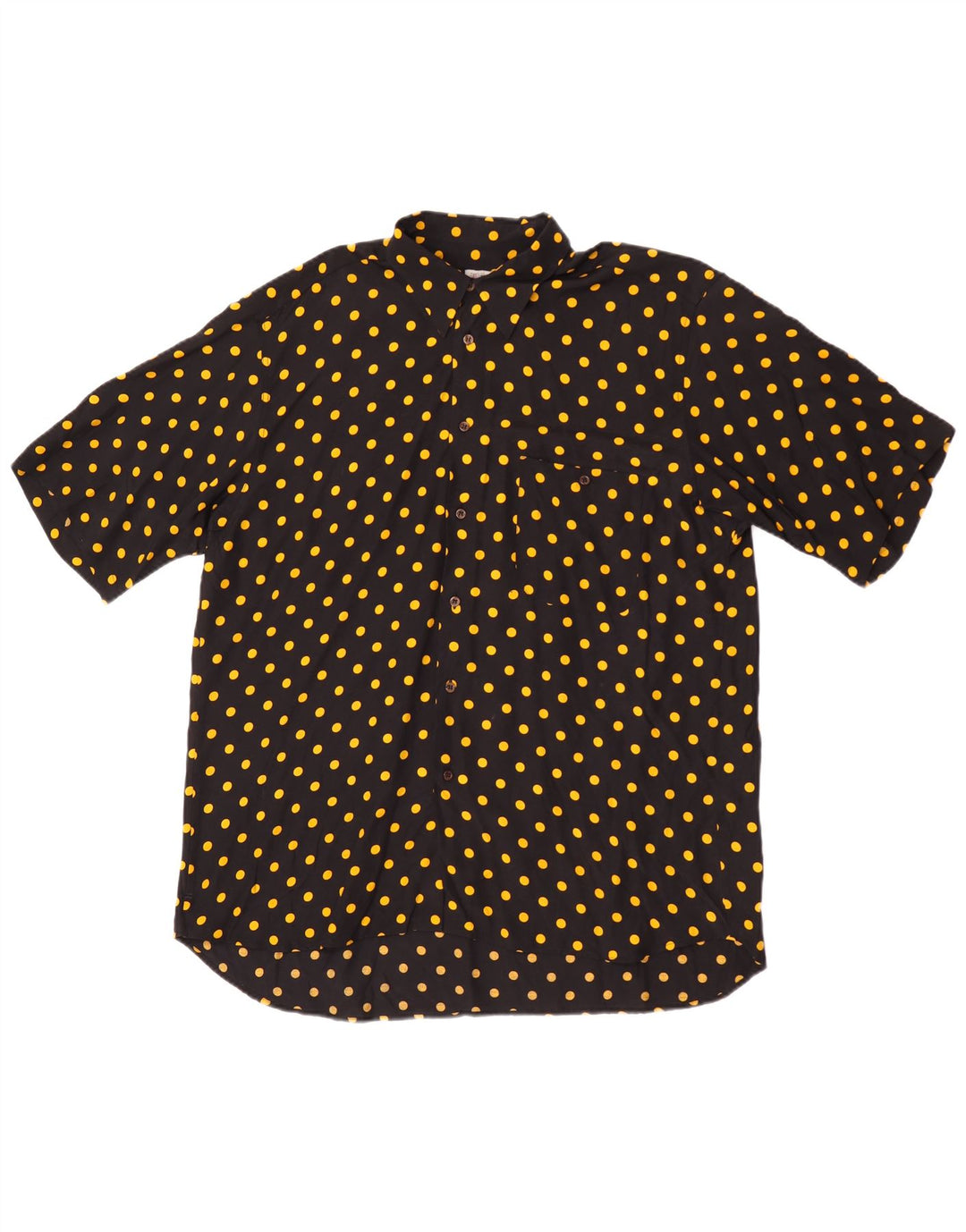 VINTAGE Herren Kurzarmhemd Medium Schwarz gepunktet