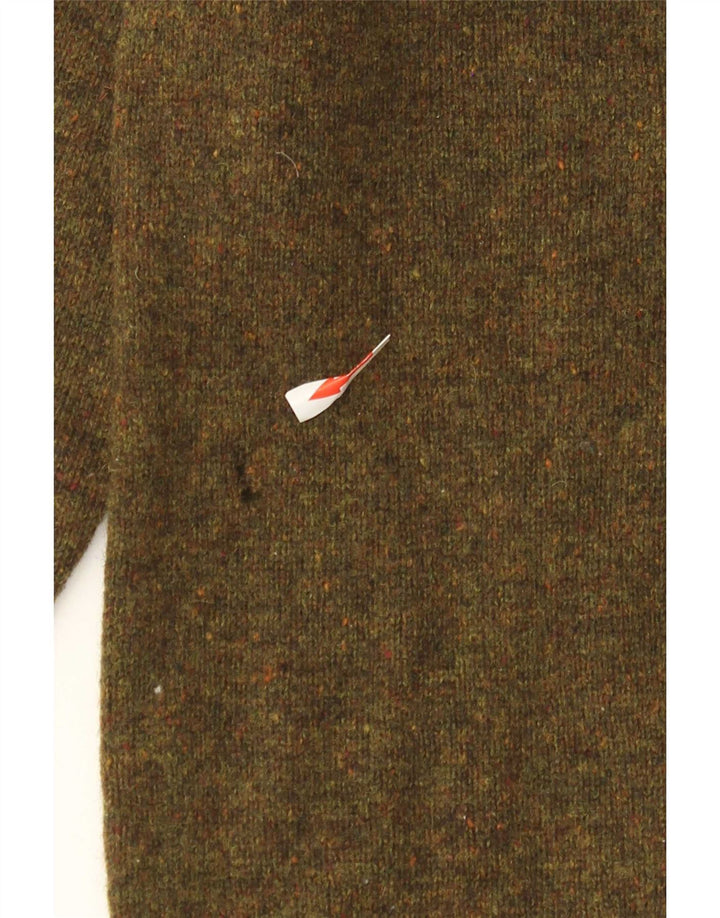 Fred Perry Herren-Pullover mit Rundhalsausschnitt, kleine Khaki-gefleckte Lammwolle