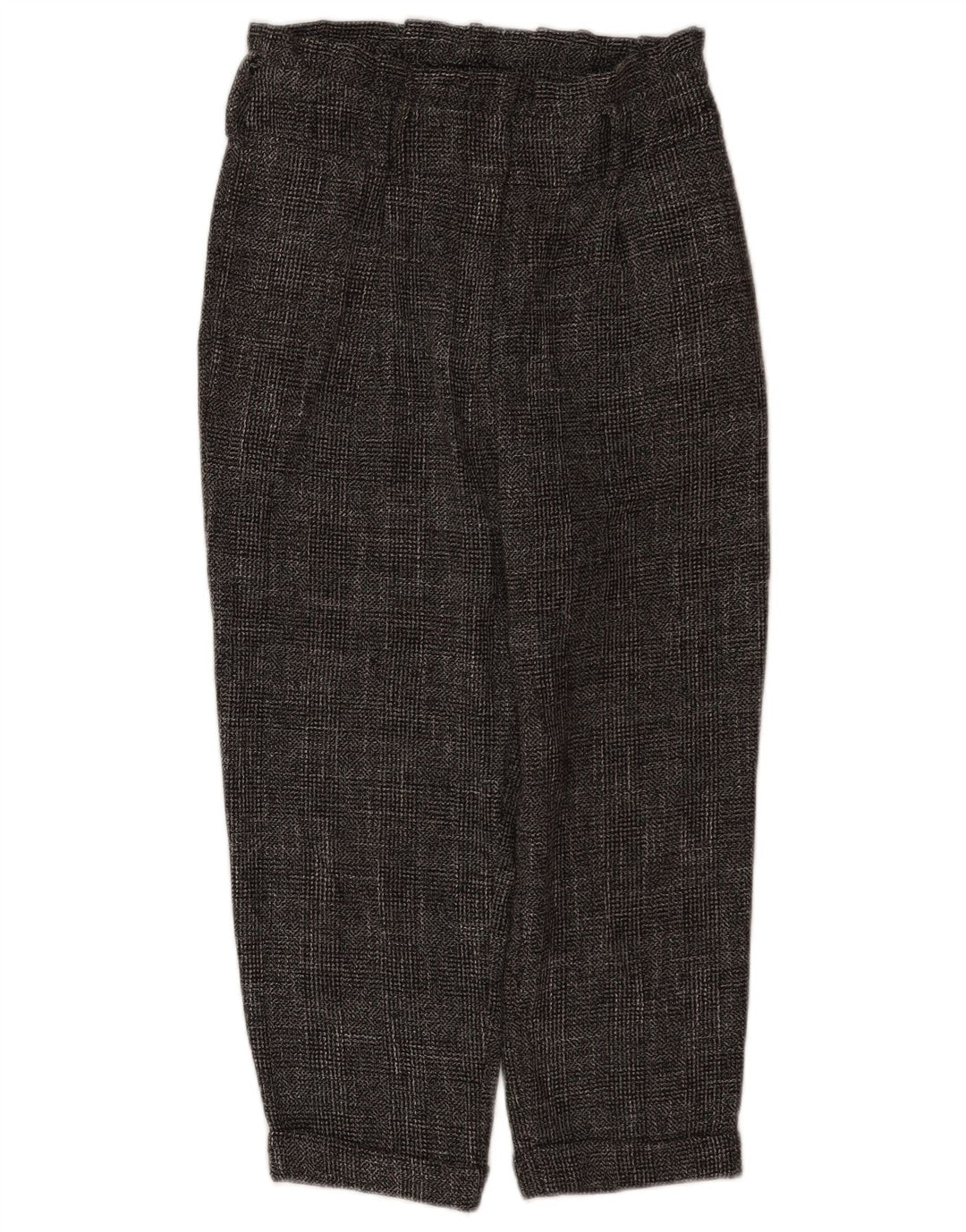 Topshop Damen-Hose mit kurzem Schnitt, UK 10, Größe S, W28, L22, grau kariertes Polyester
