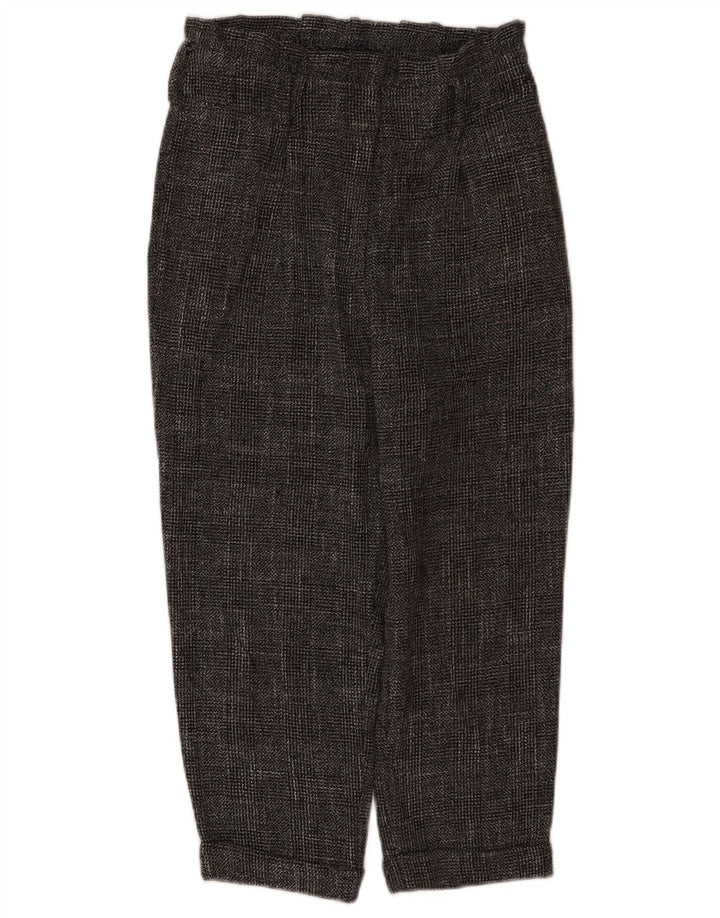 Topshop Damen-Hose mit kurzem Schnitt, UK 10, Größe S, W28, L22, grau kariertes Polyester