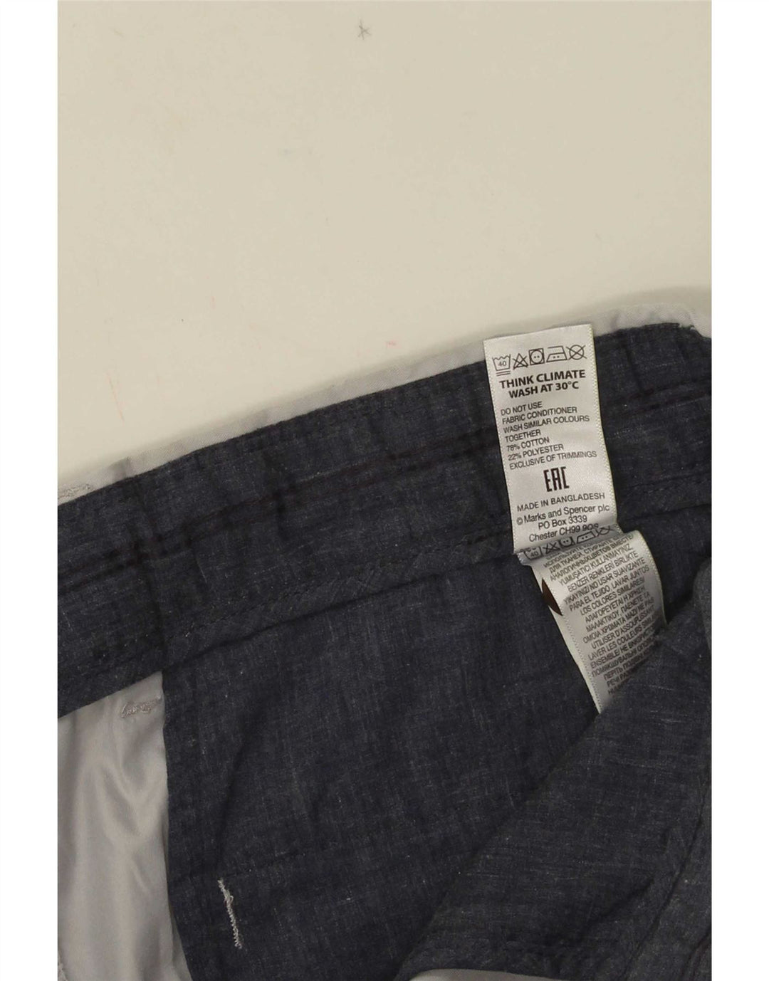 Marks & Spencer Herren Chinoshorts W34 Large Grau Baumwolle