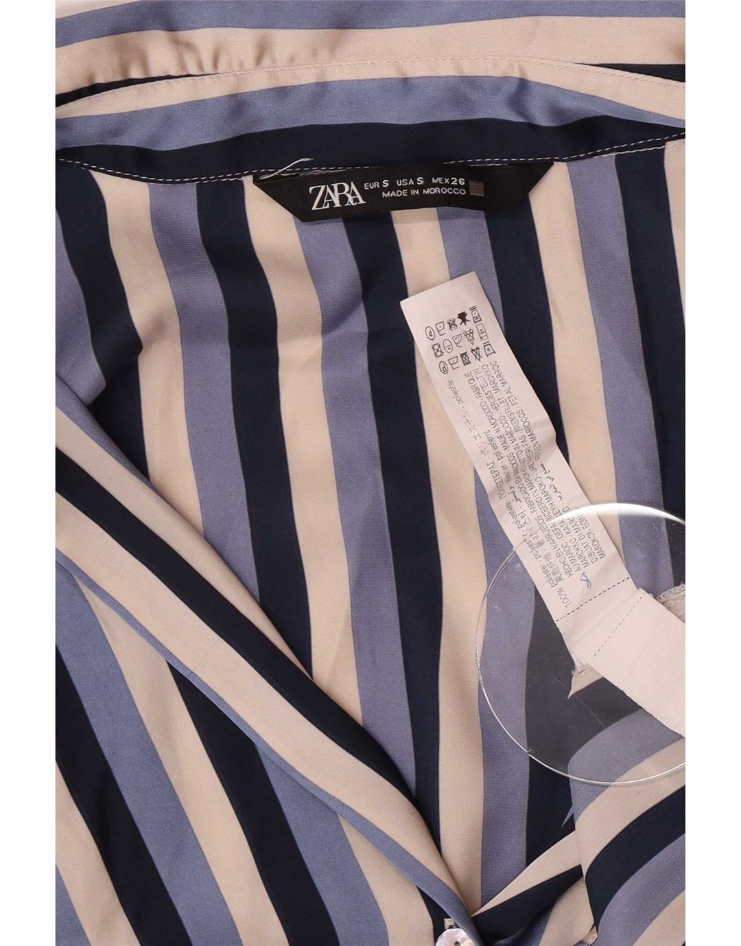 Zara Damen Hemdbluse UK 10 Small Blau gestreift Polyester