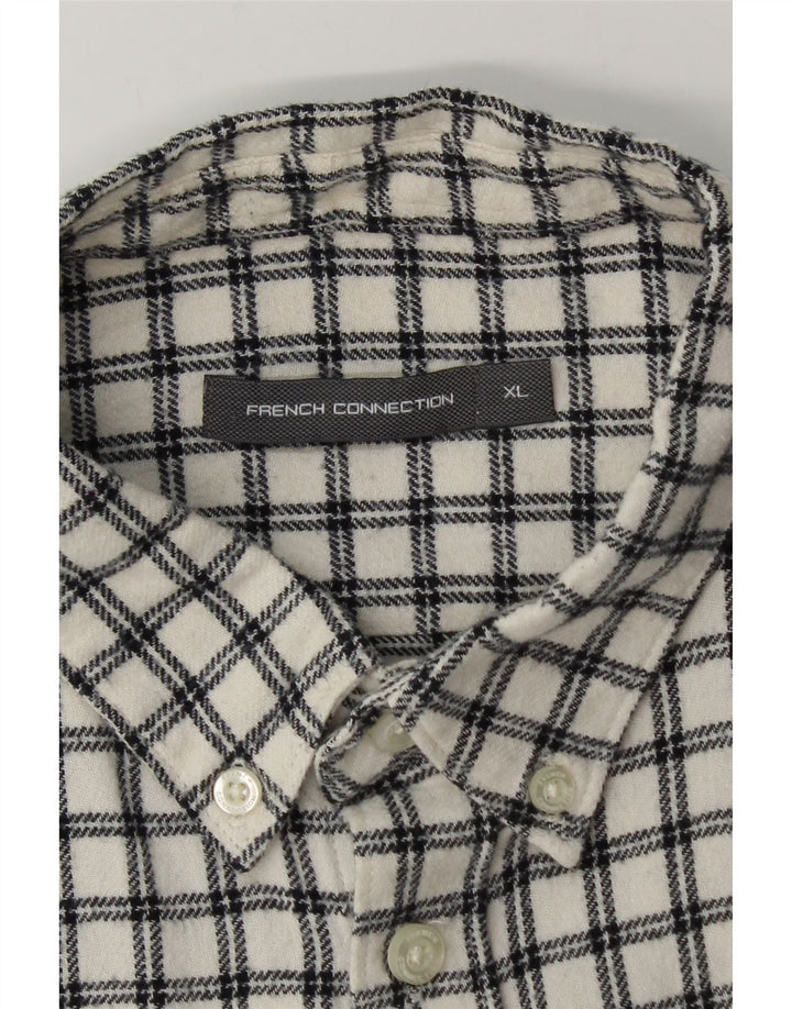 French Connection Herren-Flanellhemd XL, weiß kariert