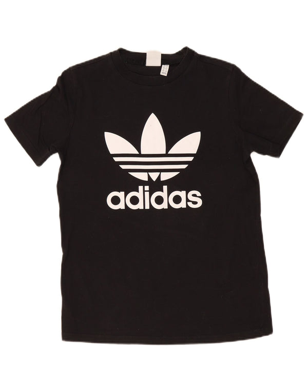 Adidas Damen Graphic T-Shirt Top UK 14 Medium Schwarz Baumwolle