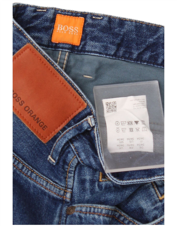 HUGO BOSS Herren Straight Jeans W34 L30 Blaue Baumwolle