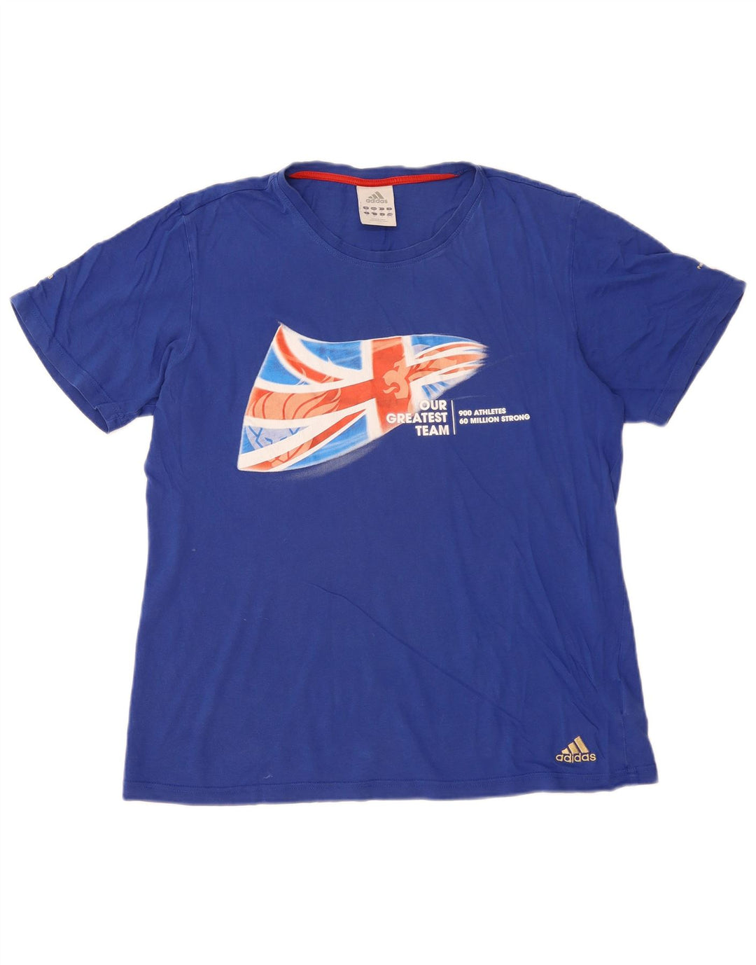 Adidas Herren Grafik-T-Shirt aus mittelblauer Baumwolle