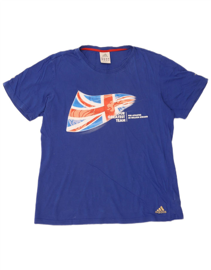 Adidas Herren Grafik-T-Shirt aus mittelblauer Baumwolle