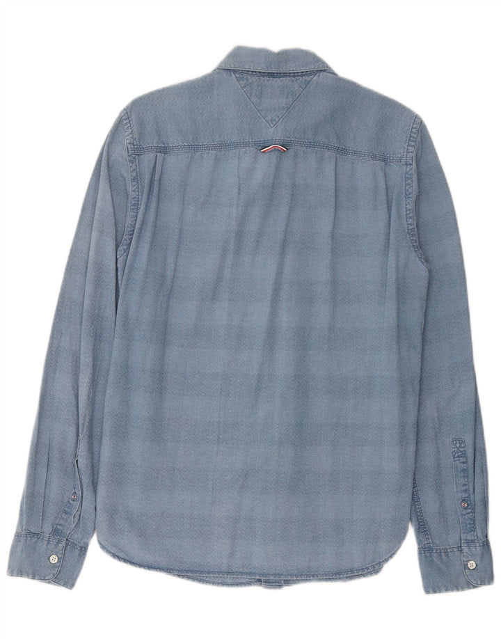 Tommy Hilfiger Herren-Hemd mit normaler Passform, klein, blau, geometrisch, Baumwolle