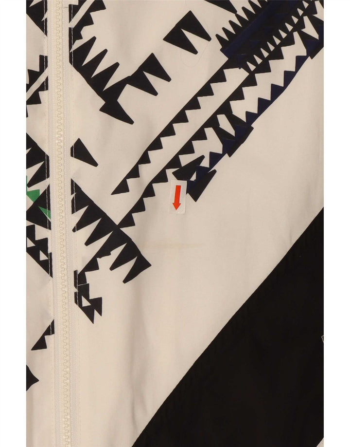 Vintage Herren-Trainingsanzug-Top-Jacke, groß, weiß, geometrisch