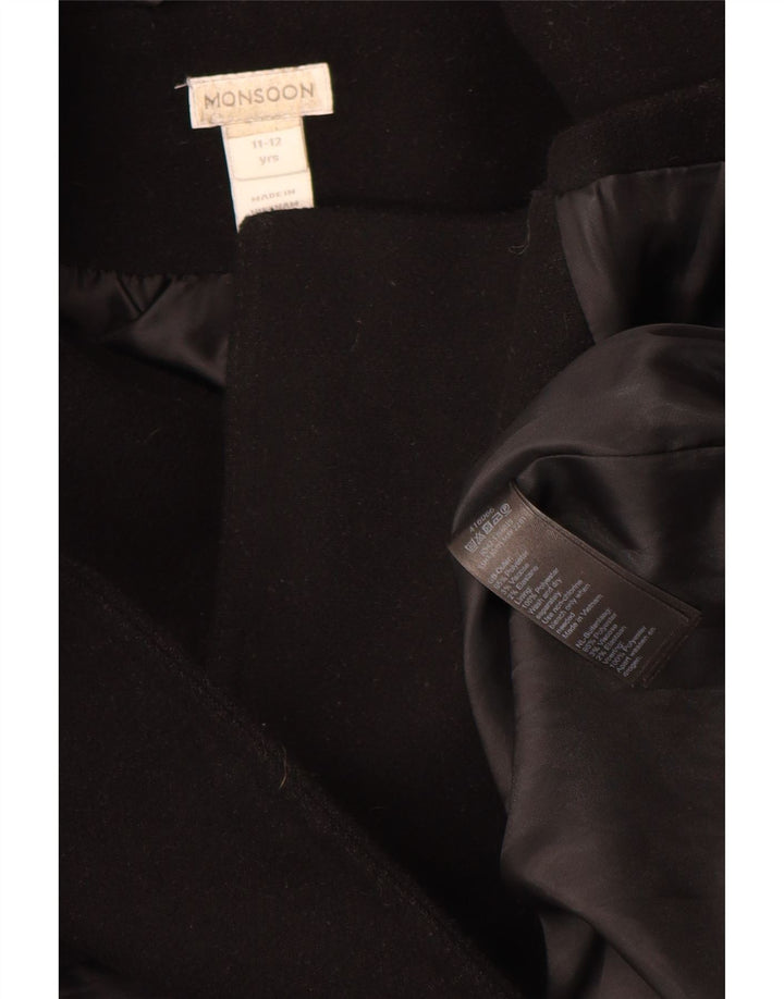 Monsoon Pea Coat für Jungen mit Kapuze, 11–12 Jahre, schwarzes Polyester