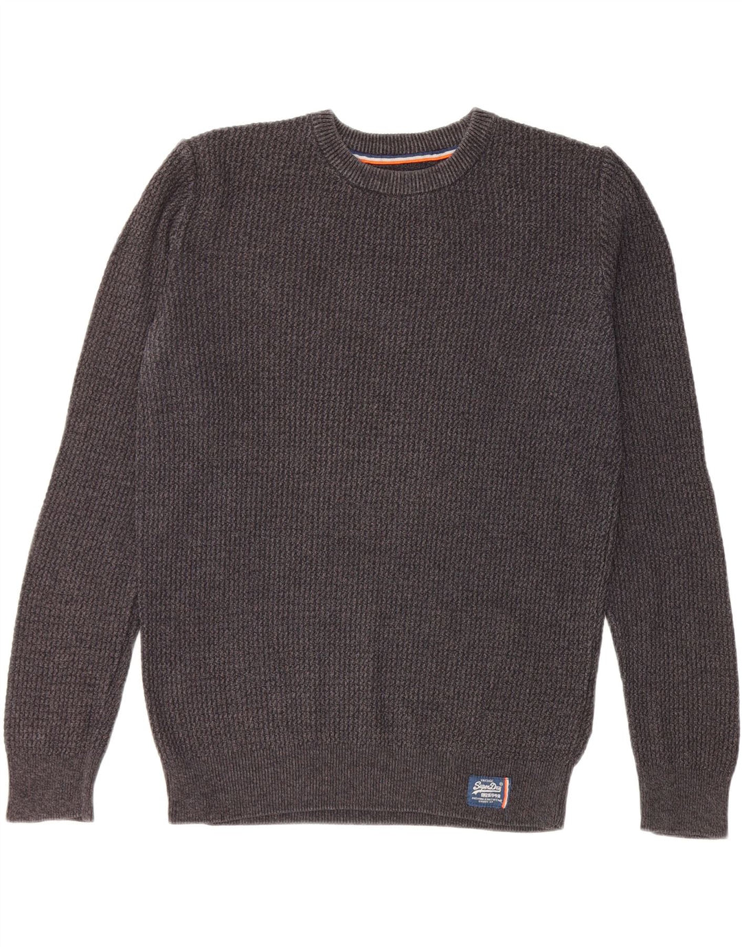 Superdry Herren-Pullover mit Rundhalsausschnitt aus mittelgrauer Baumwolle