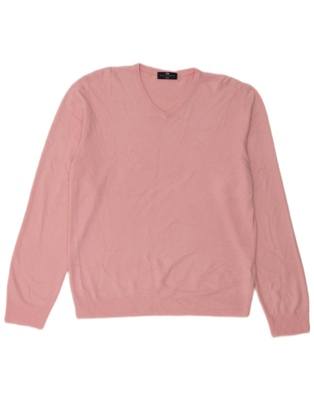 Marks & Spencer Herren Blue Harbor V-Ausschnitt Pullover Pullover Large Pink Acryl