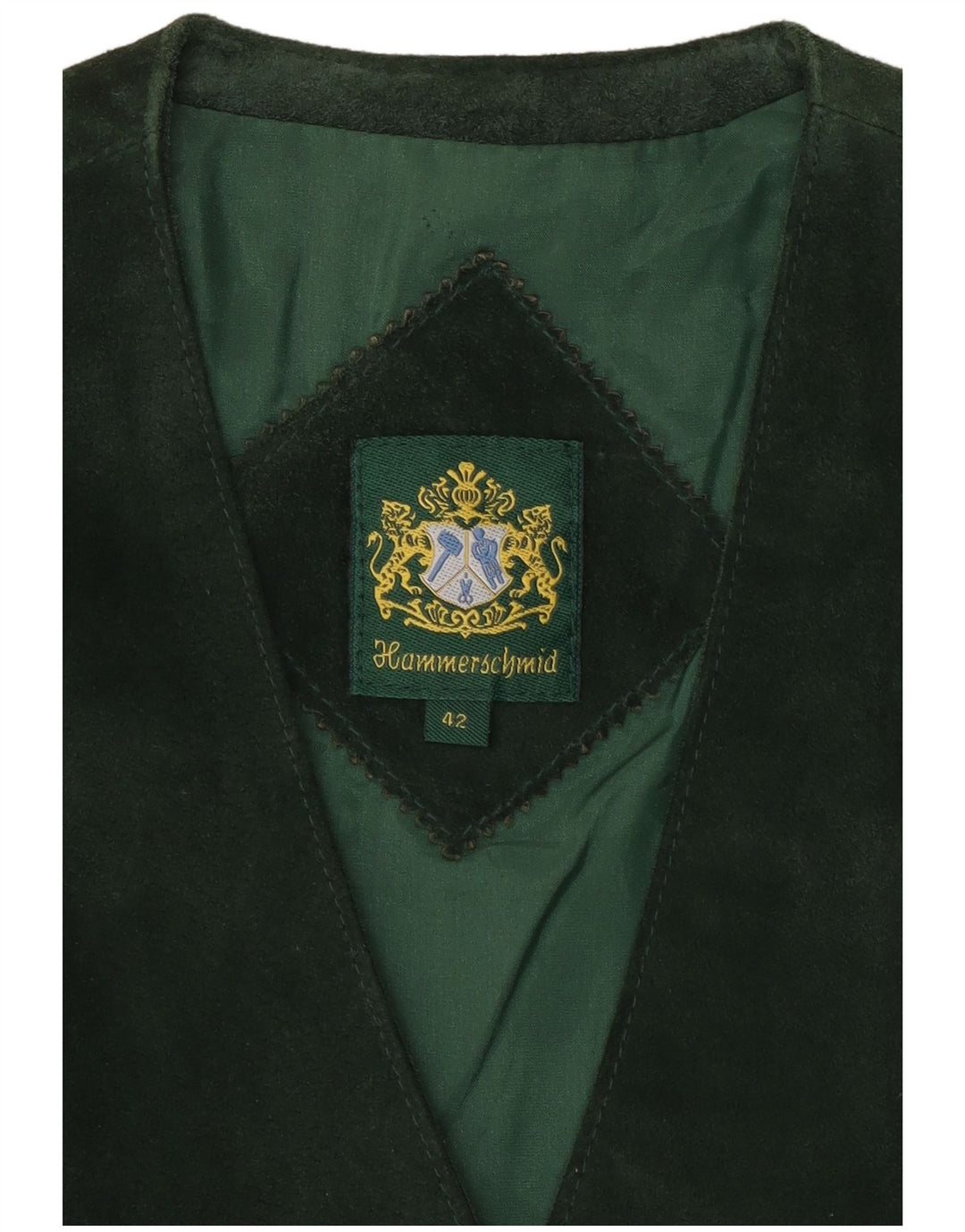 HAMMERSCHMID Damen Wildlederweste EU 42 Großes grünes Leder