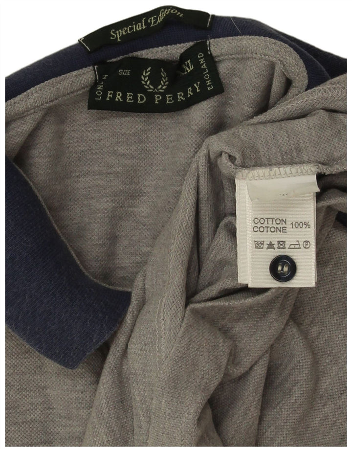 Fred Perry Herren-Poloshirt 2XL, graue Colourblock-Baumwolle