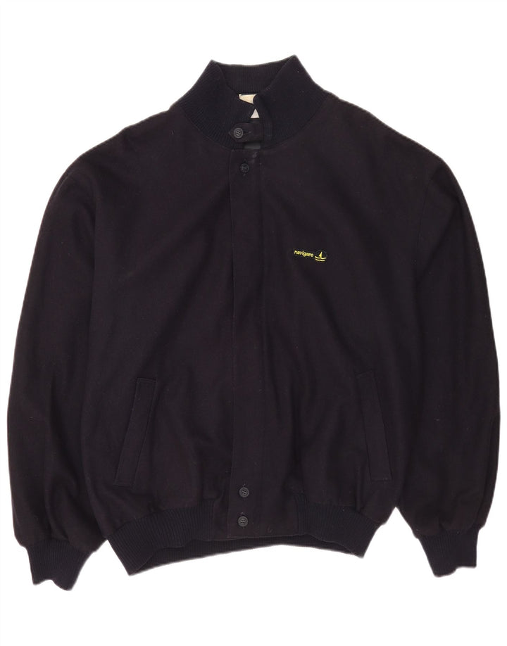 Navigare Herren Bomberjacke UK 40 Große marineblaue Wolle