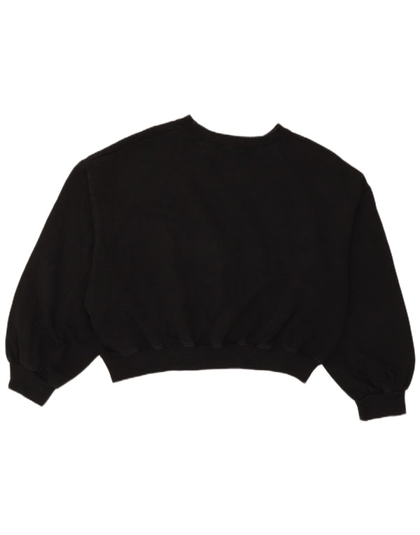 Zara Damen Crop Oversized Sweatshirt Pullover UK 14 Mittelschwarze Baumwolle