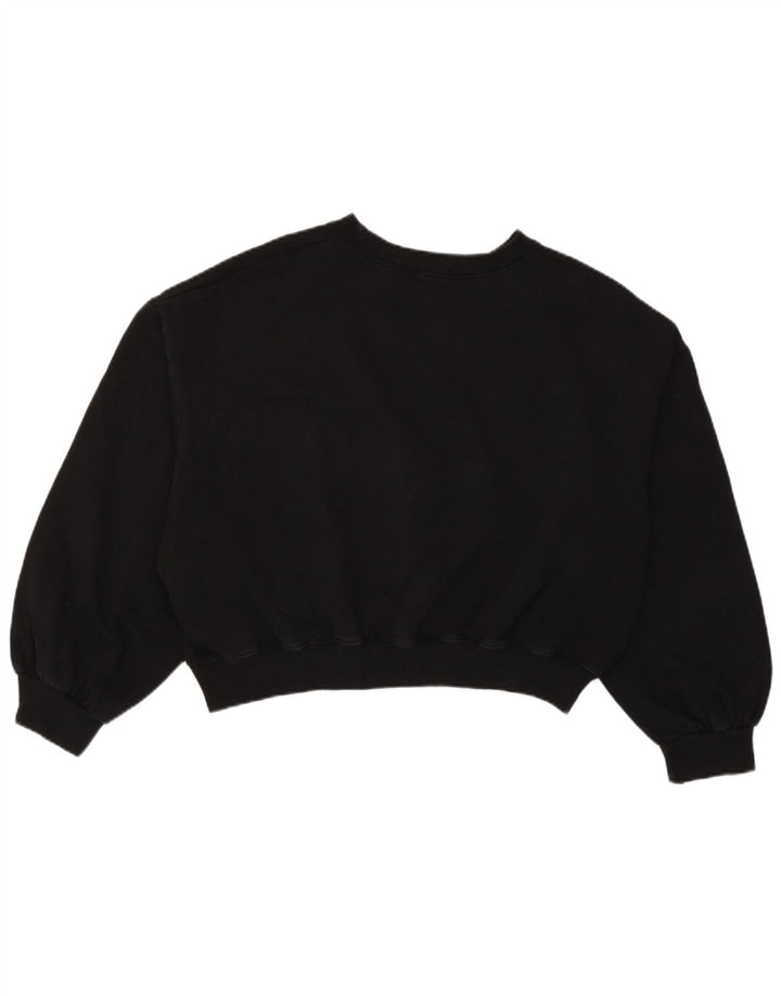 Zara Damen Crop Oversized Sweatshirt Pullover UK 14 Mittelschwarze Baumwolle