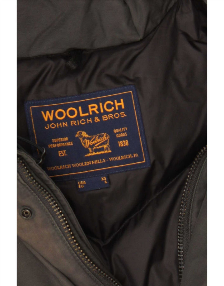 Woolrich Wattierter Herrenmantel mit Kapuze, UK 36, Größe S, Grau, Baumwolle