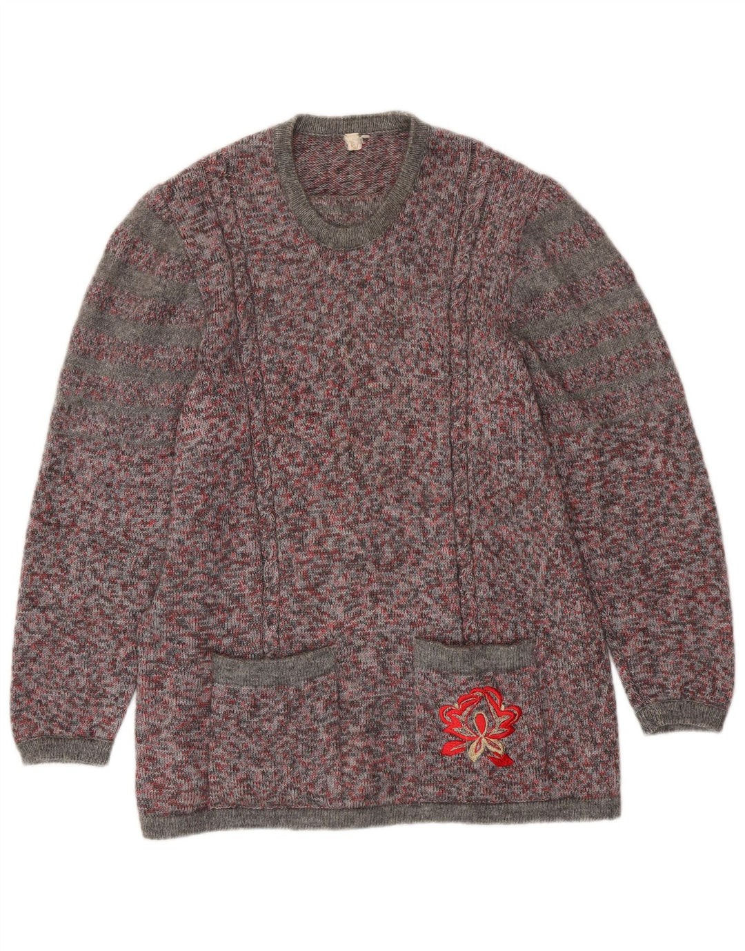 VINTAGE Damen-Pullover mit Rundhalsausschnitt, UK 16, groß, mehrfarbig gefleckt