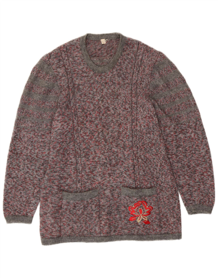 VINTAGE Damen-Pullover mit Rundhalsausschnitt, UK 16, groß, mehrfarbig gefleckt