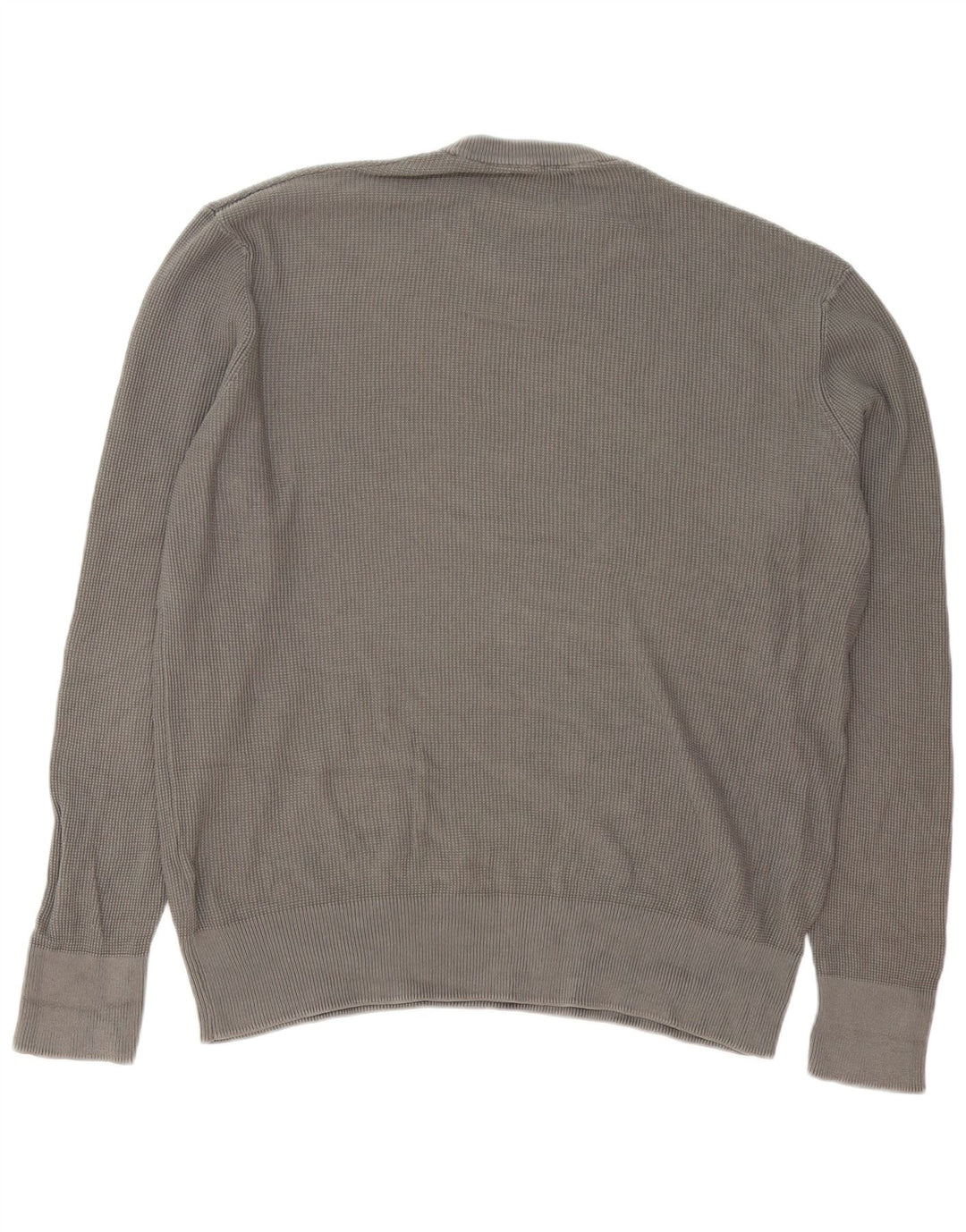 Zara Herren-Pullover mit Rundhalsausschnitt, mittelgraue Baumwolle