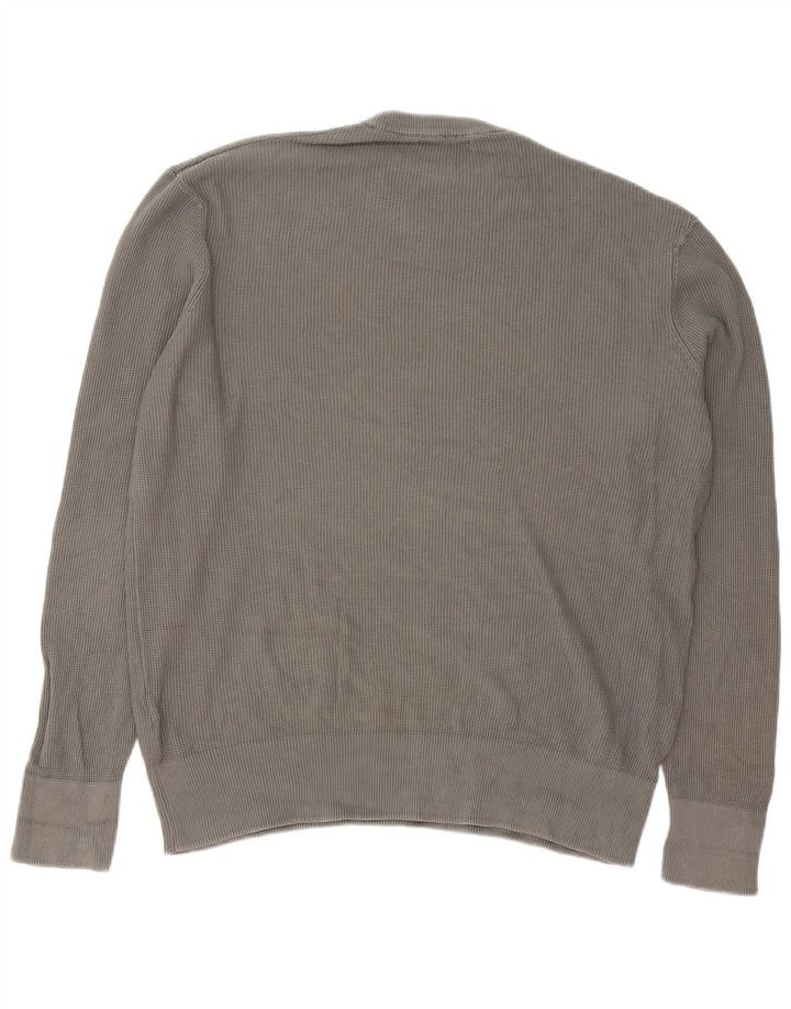 Zara Herren-Pullover mit Rundhalsausschnitt, mittelgraue Baumwolle