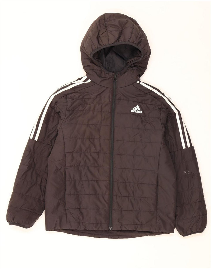 Adidas Jungen gepolsterte Jacke mit Kapuze, 10–11 Jahre, mittelgroßes schwarzes Polyester