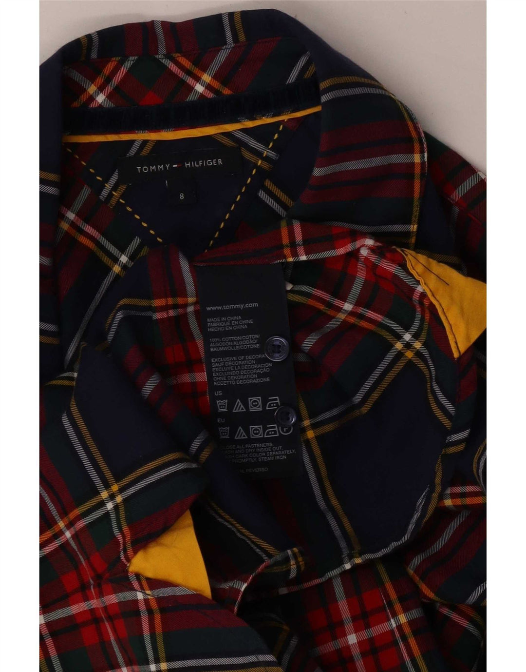 Tommy Hilfiger Damen-Flanellhemd, US 8, mittelgroß, marineblau, kariert, Baumwolle