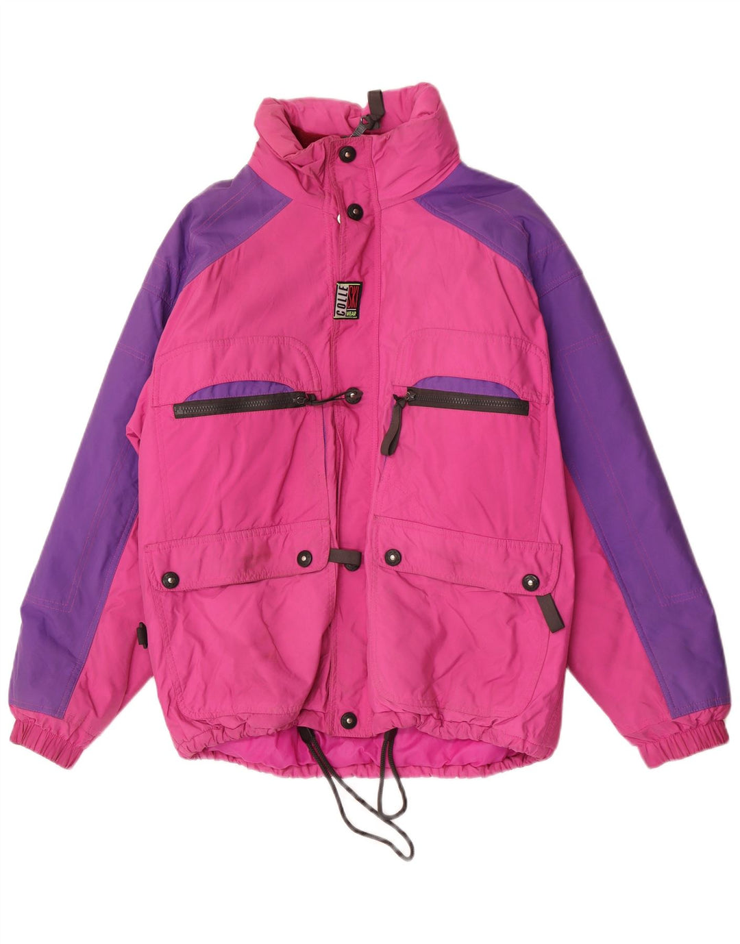 Colle Herren-Skijacke mit Kapuze IT 48 Mittelrosa Colourblock-Nylon