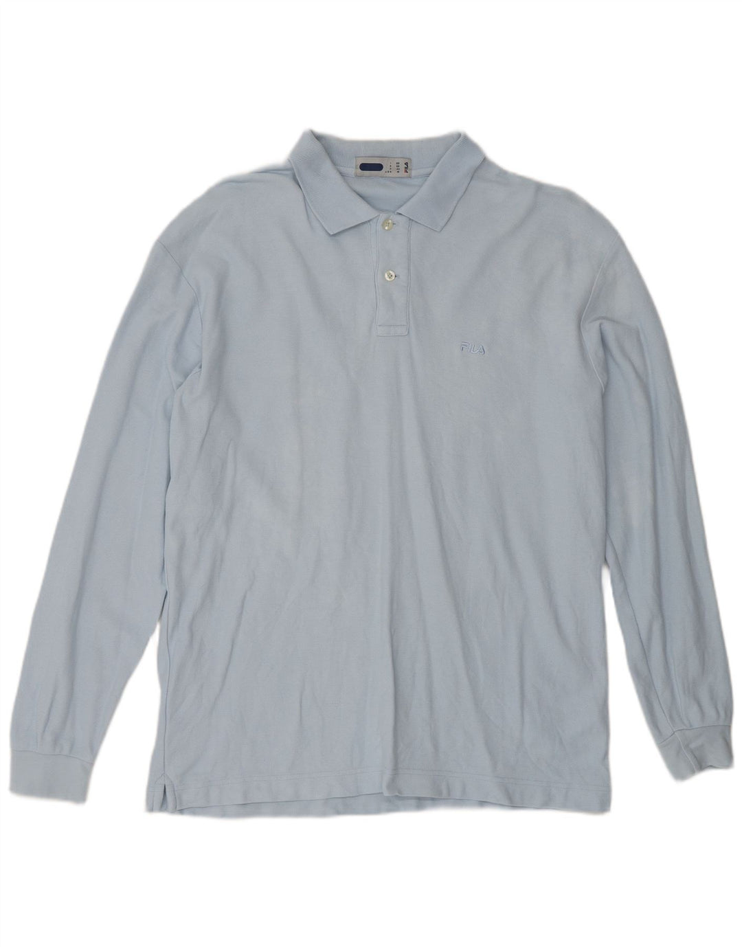 FILA Herren-Poloshirt mit lockerer Passform, langärmelig, IT 50, mittelblaue Baumwolle