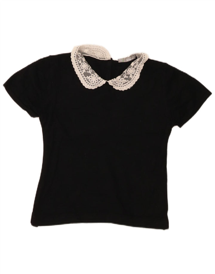Marks & Spencer Damen Crop Bluse Top UK 12 Medium Schwarz