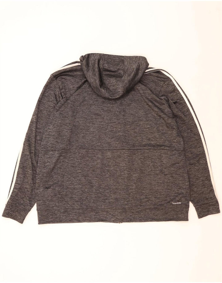 ADIDAS Herren Climalite Zip Hoodie Pullover 2XL Grau geflecktes Polyester