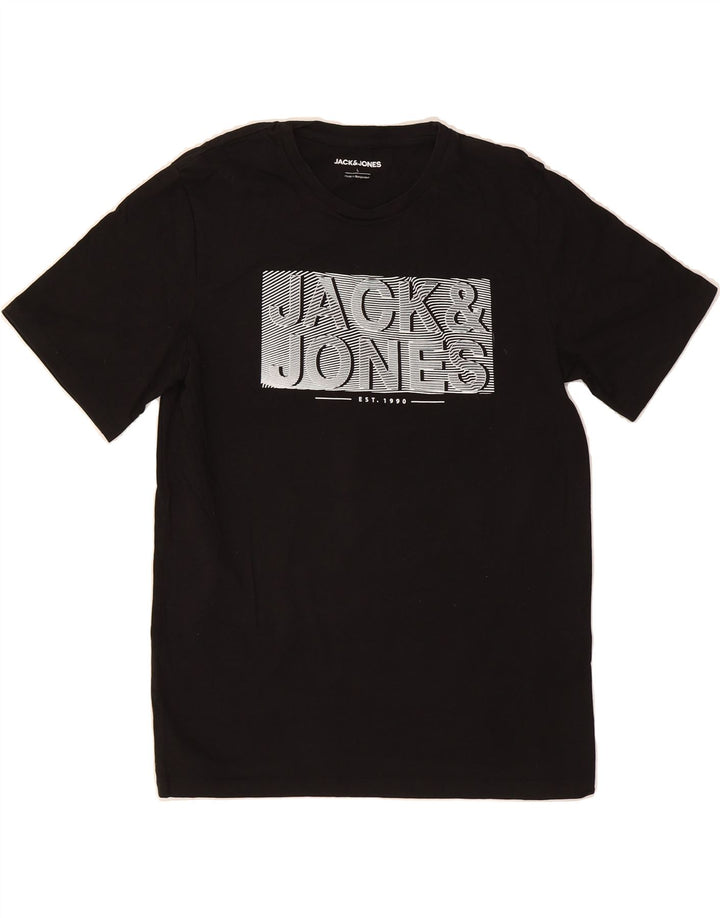 JACK & JONES Mens Graphic T-Shirt Top Large Black Cotton Vintage Jack & Jones and Second-Hand Jack & Jones from Messina Hembry 
