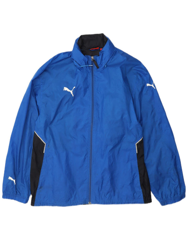 Puma Herren-Regenjacke mit Kapuze, UK 38, mittelblaues Colourblock-Nylon