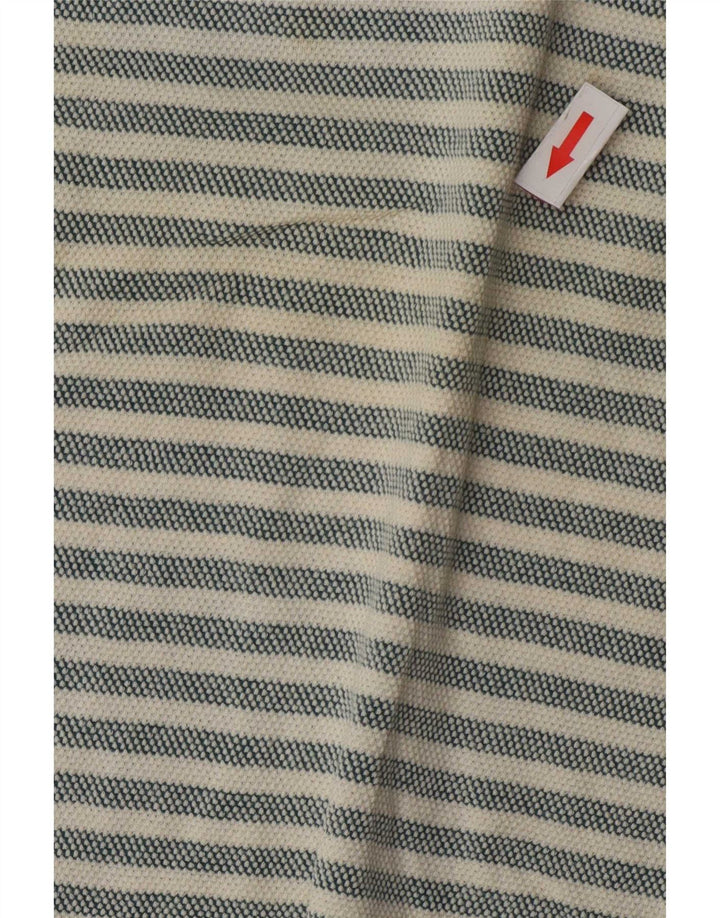 Zara Herren-T-Shirt-Oberteil, groß, grau gestreift, Baumwolle