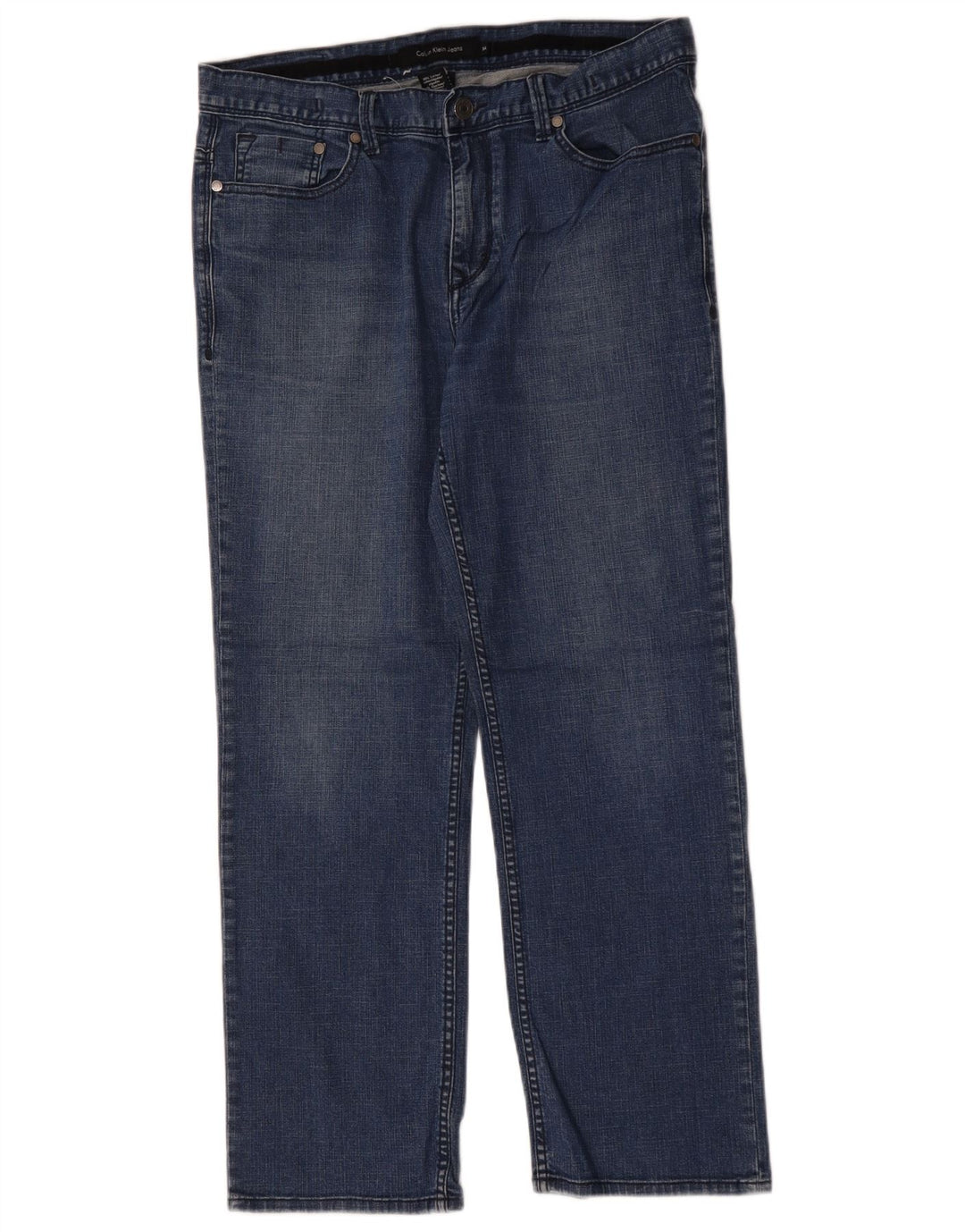 CALVIN KLEIN Herren Straight Jeans W34 L30 Blaue Baumwolle
