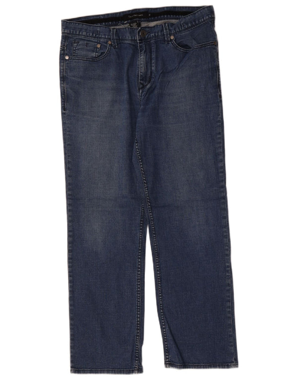 CALVIN KLEIN Herren Straight Jeans W34 L30 Blaue Baumwolle