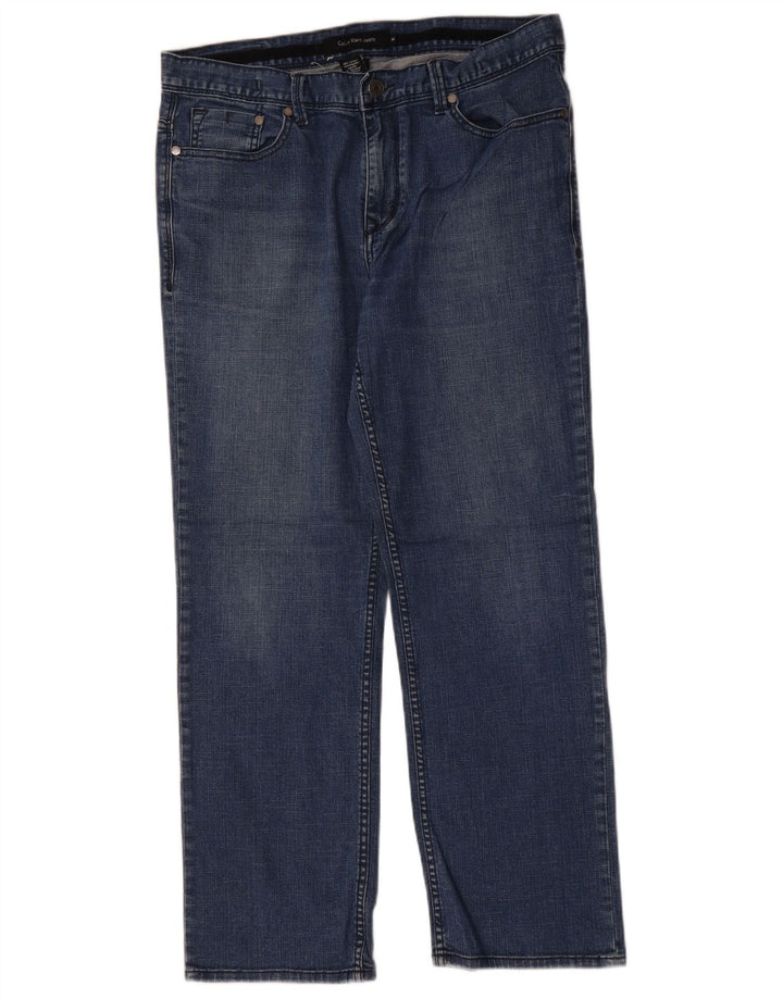 CALVIN KLEIN Herren Straight Jeans W34 L30 Blaue Baumwolle