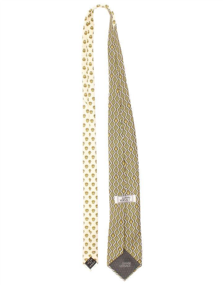Gianni Versace Herren-Krawatte, Einheitsgröße, gelb, geometrisch, Seide, Designer